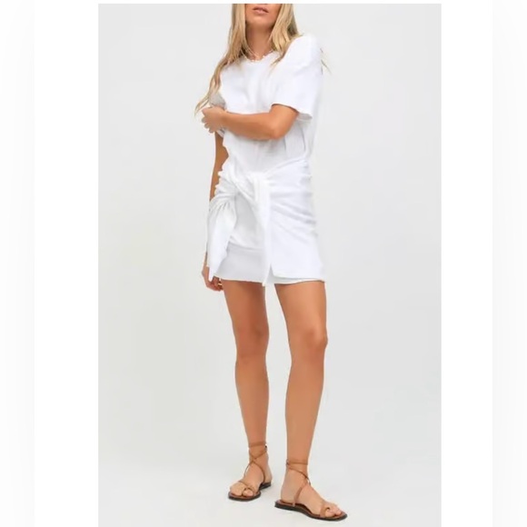 NWT Electric & Rose Bobby Tie Front Slub T-Shirt dress white size XL - Picture 1 of 11